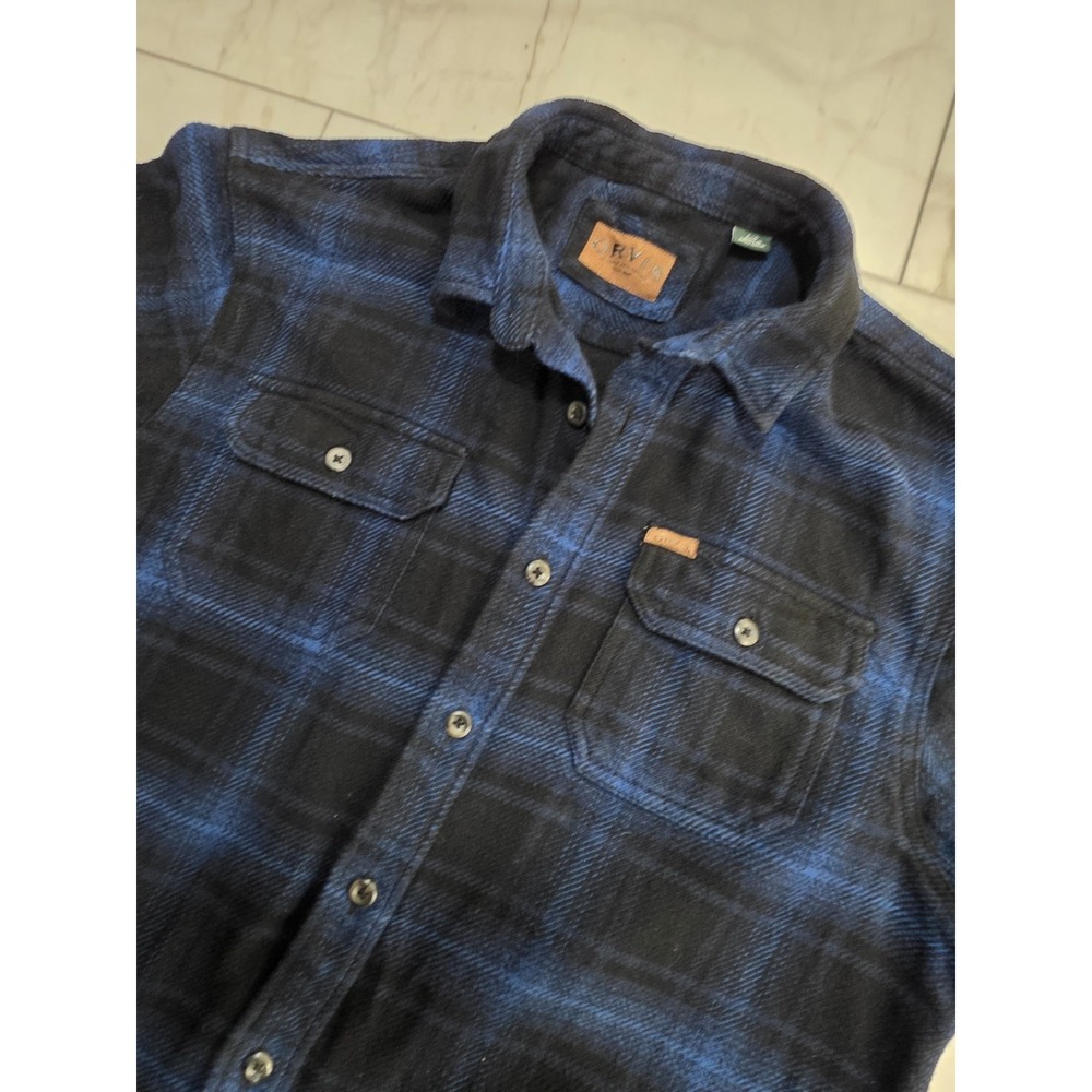 Orvis Classic Collection Blue Plaid Flannel Shirt Jacket Men's L Pockets - Picture 11 of 13